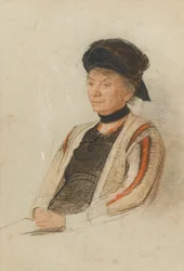 Portræt af Miss De Rosier (farvet kridt på buff-papir)